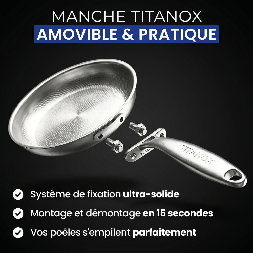 Manche amovible : montage et démontage en 15 secondes, poêles empilables