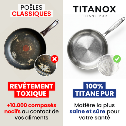 Comparatif poêle classique à revêtement toxique et poêle 100% titane pur